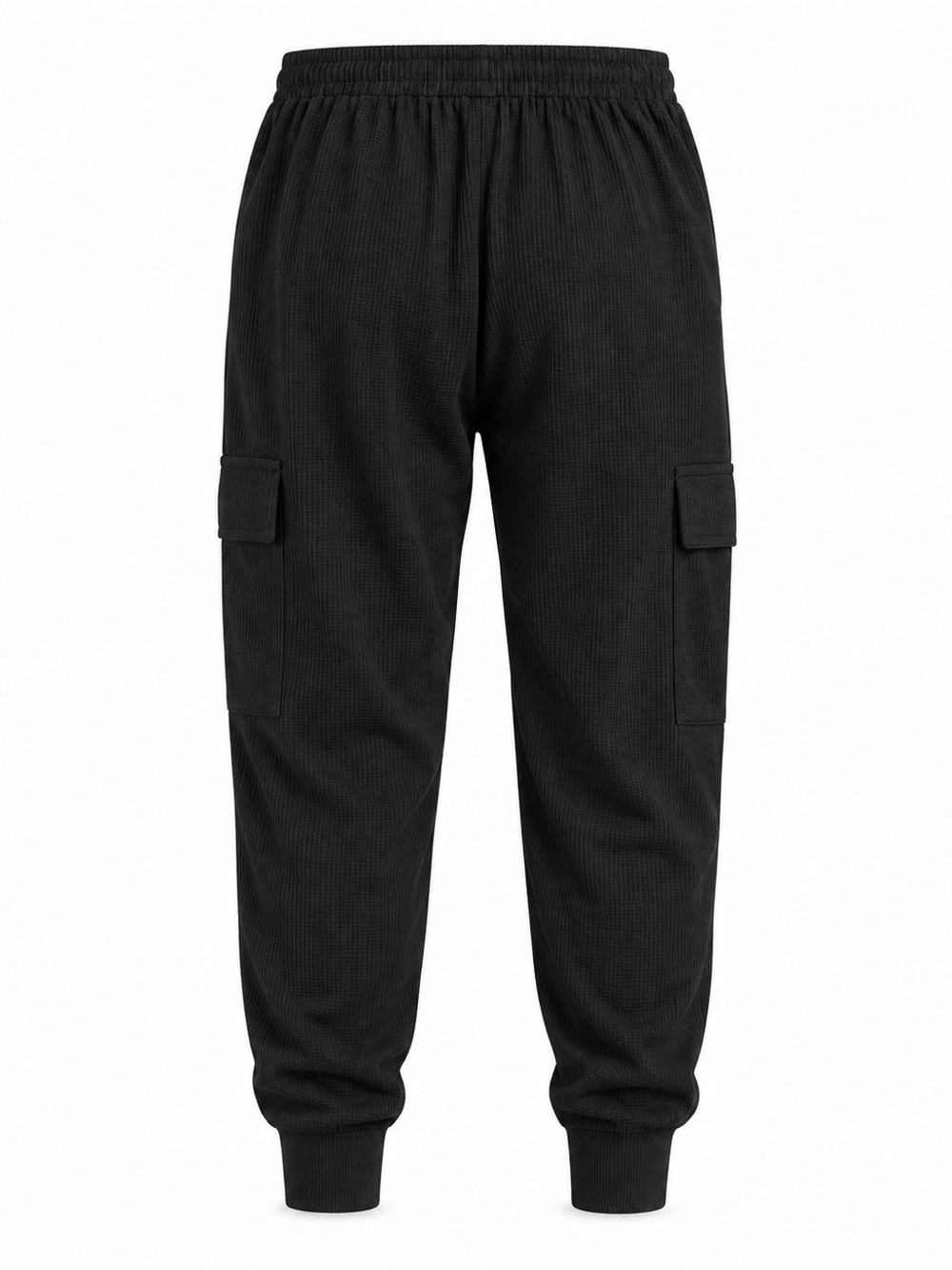 Black Waffle Textured Cargo Jogger Pants Size Large Area Star NWT